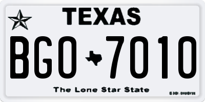 TX license plate BGO7010
