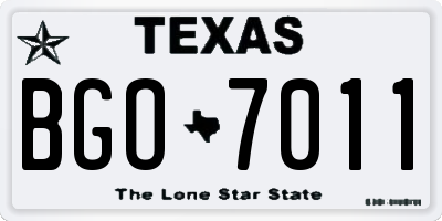 TX license plate BGO7011