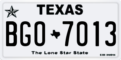 TX license plate BGO7013