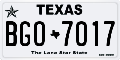 TX license plate BGO7017