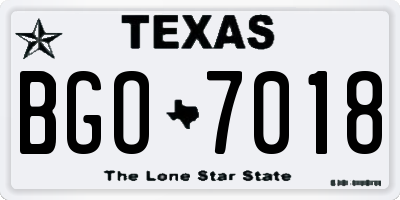 TX license plate BGO7018