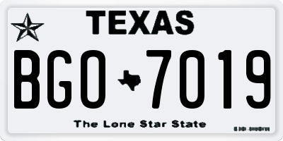 TX license plate BGO7019