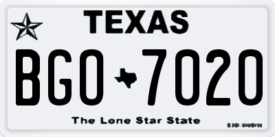 TX license plate BGO7020