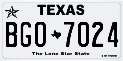TX license plate BGO7024