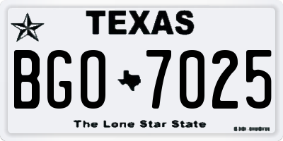 TX license plate BGO7025