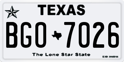 TX license plate BGO7026
