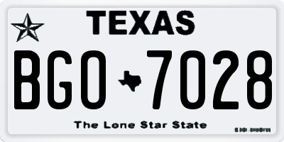 TX license plate BGO7028