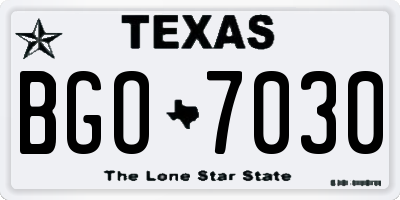 TX license plate BGO7030