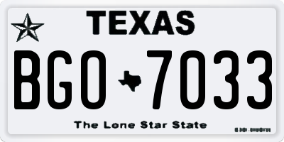 TX license plate BGO7033