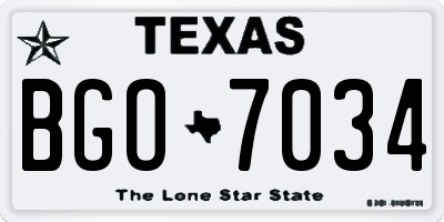 TX license plate BGO7034