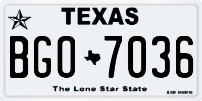 TX license plate BGO7036