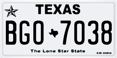 TX license plate BGO7038