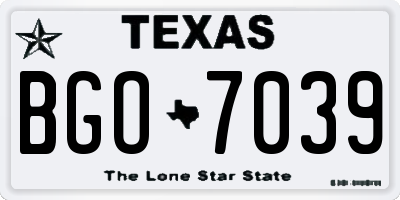 TX license plate BGO7039