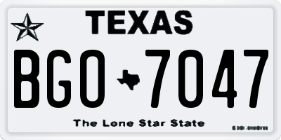 TX license plate BGO7047