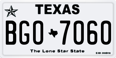 TX license plate BGO7060
