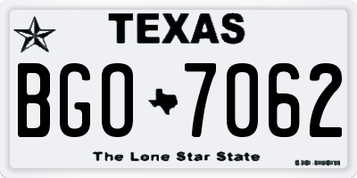 TX license plate BGO7062