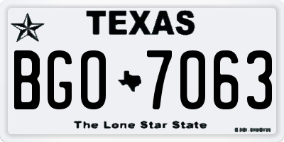 TX license plate BGO7063
