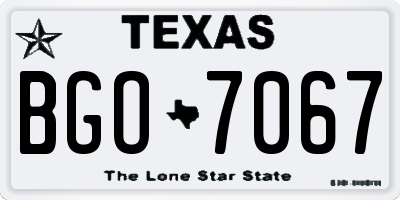 TX license plate BGO7067