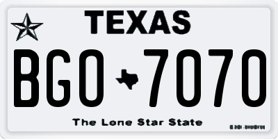 TX license plate BGO7070