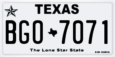 TX license plate BGO7071