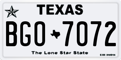 TX license plate BGO7072