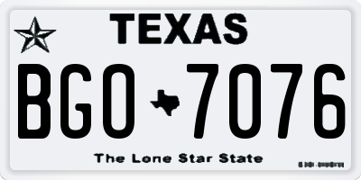TX license plate BGO7076