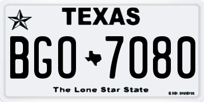 TX license plate BGO7080