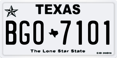 TX license plate BGO7101