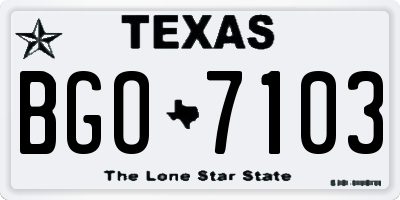 TX license plate BGO7103
