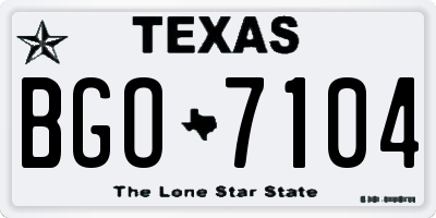 TX license plate BGO7104