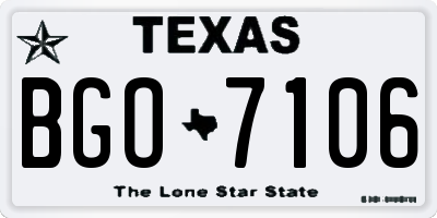 TX license plate BGO7106