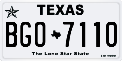 TX license plate BGO7110