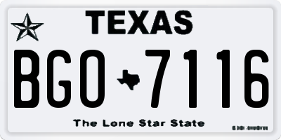TX license plate BGO7116