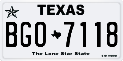 TX license plate BGO7118