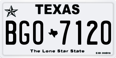 TX license plate BGO7120