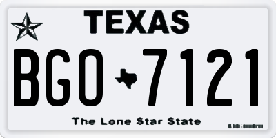 TX license plate BGO7121
