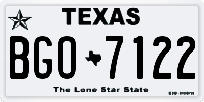TX license plate BGO7122