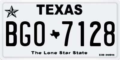 TX license plate BGO7128