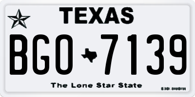 TX license plate BGO7139
