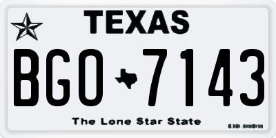 TX license plate BGO7143