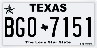 TX license plate BGO7151