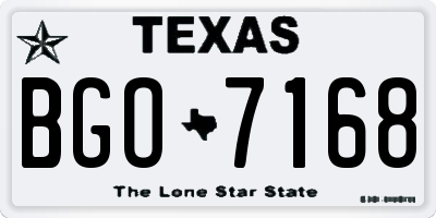 TX license plate BGO7168