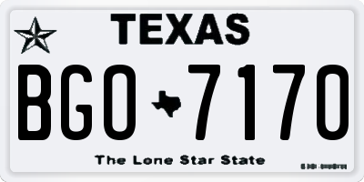 TX license plate BGO7170