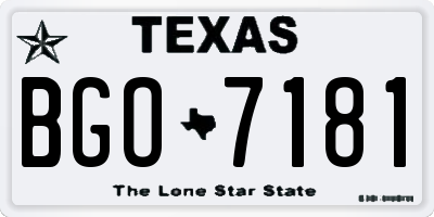 TX license plate BGO7181