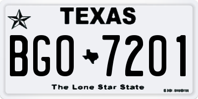 TX license plate BGO7201