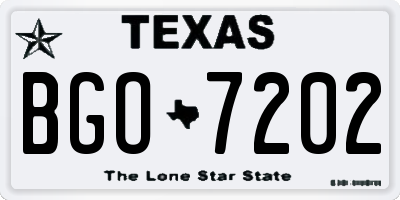 TX license plate BGO7202