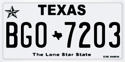 TX license plate BGO7203