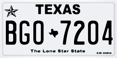 TX license plate BGO7204