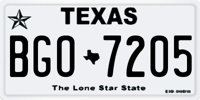 TX license plate BGO7205