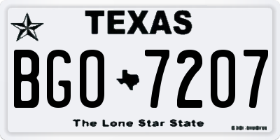 TX license plate BGO7207